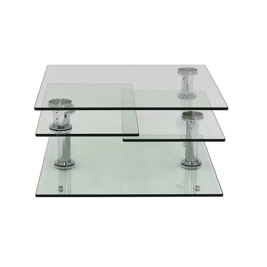 Square Clear Silver Motion Coffee Table  alternate image, 4 of 8 images.