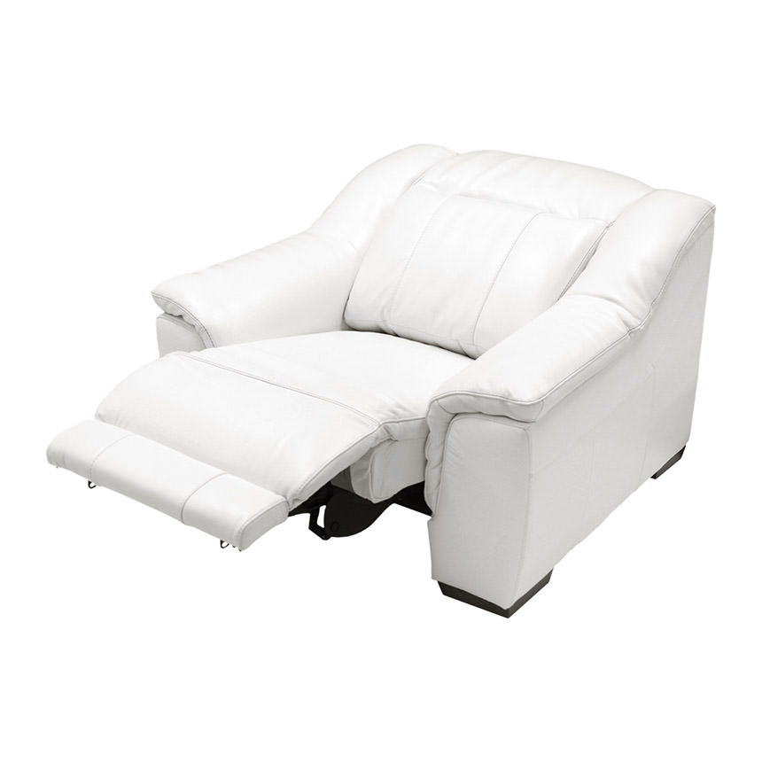 Davis White Leather Power Recliner El Dorado Furniture