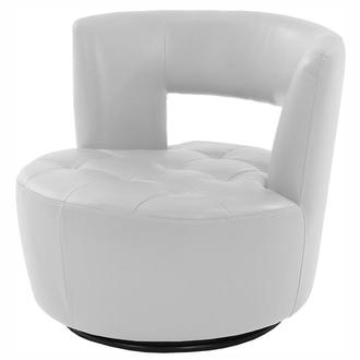 Noale White Swivel Accent Chair
