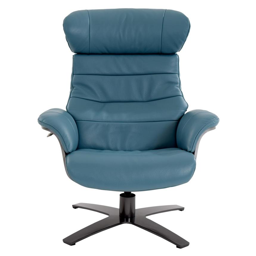 Enzo Blue Leather Swivel Chair El Dorado Furniture