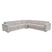 Bay Harbor Light Gray 4PC Leather Power Reclining Sectional w/Right Sleeper  main image, 1 of 8 images.