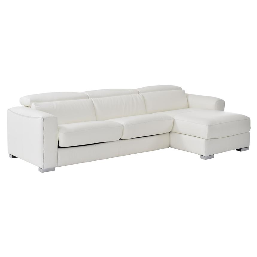 Bay Harbor White Leather Sleeper w/Right Chaise  main image, 1 of 11 images.