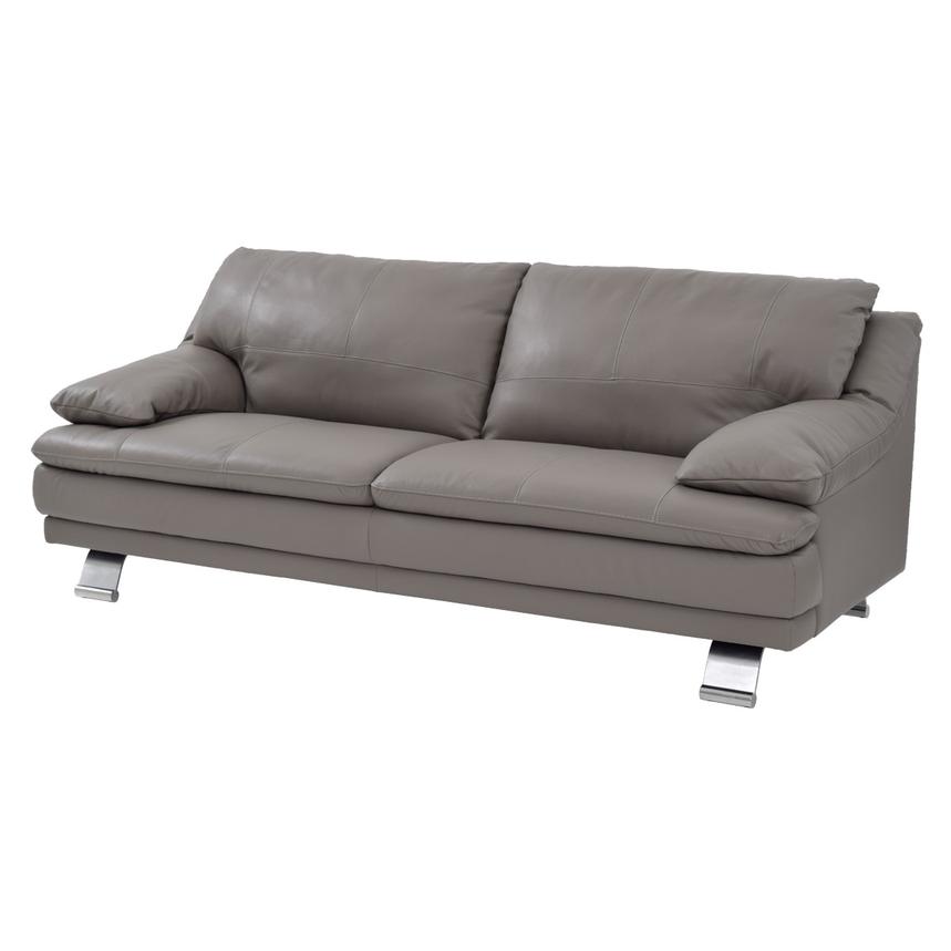 Rio Light Gray Leather Sofa  main image, 1 of 8 images.