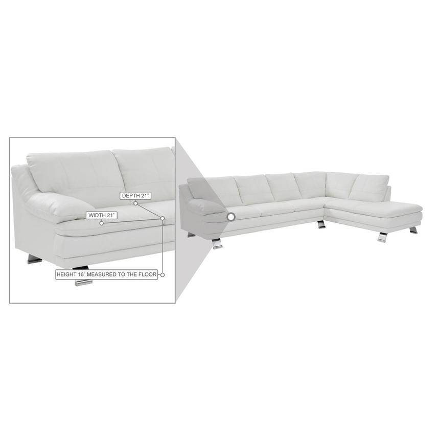 Rio White Leather Corner Sofa w/Right Chaise  alternate image, 8 of 8 images.