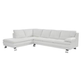 Rio White Leather Corner Sofa w/Left Chaise