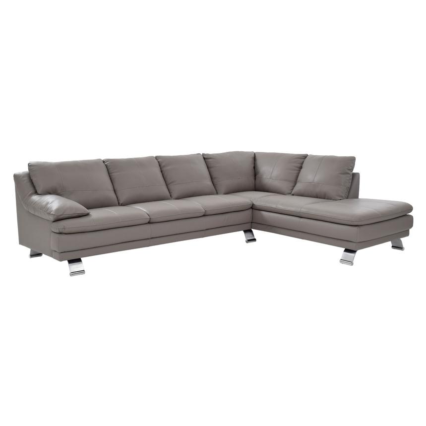 Rio Light Gray Leather Corner Sofa w/Right Chaise El Dorado Furniture
