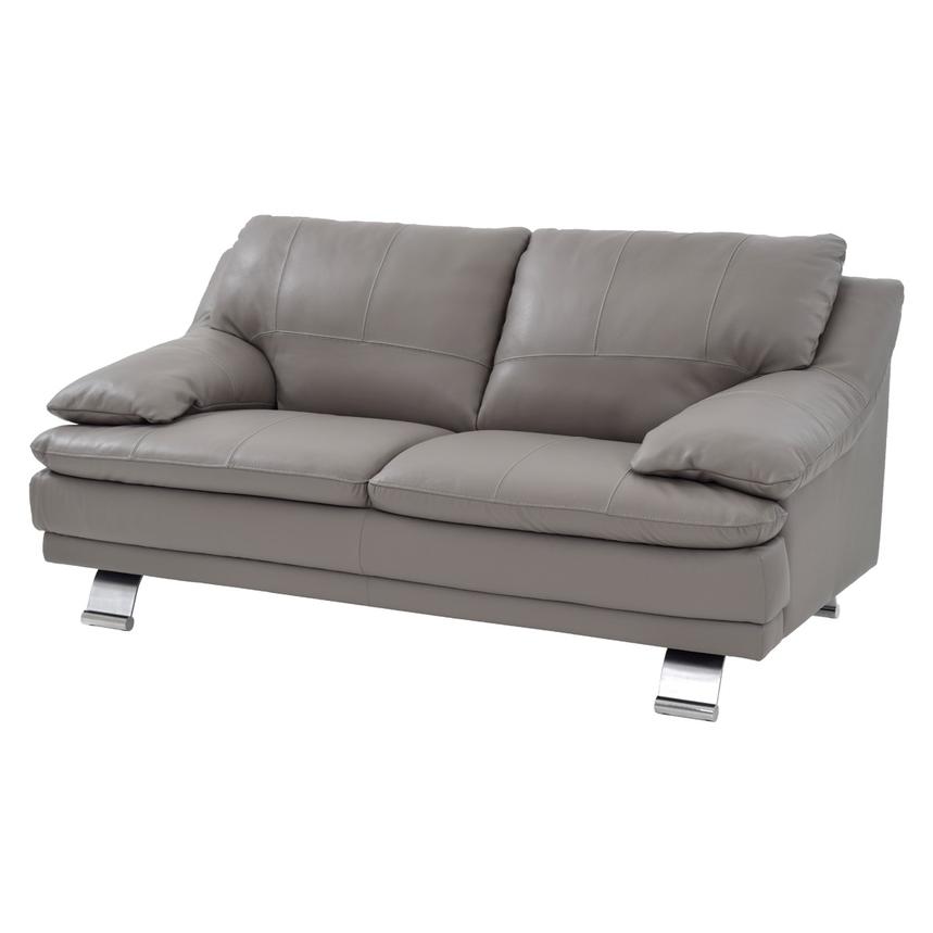 Rio Light Gray Leather Loveseat  main image, 1 of 8 images.