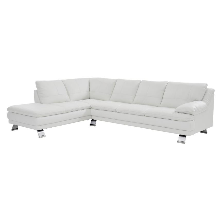 Rio White Leather Corner Sofa w/Left Chaise El Dorado Furniture