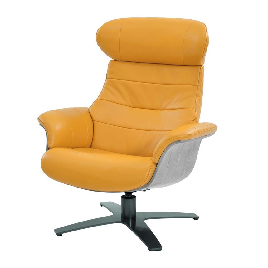 Enzo Yellow Leather Accent Chair  main image, 1 of 10 images.
