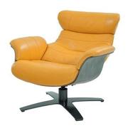 Enzo Yellow Leather Swivel Chair  alternate image, 2 of 10 images.