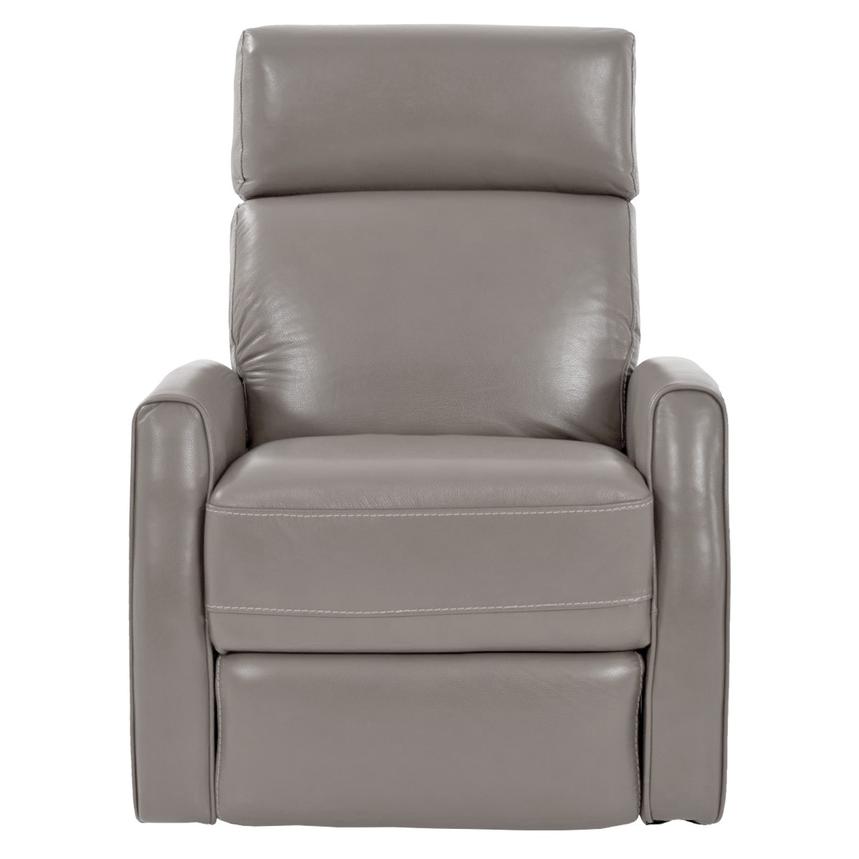 Lucca Gray Leather Power Recliner  alternate image, 3 of 8 images.