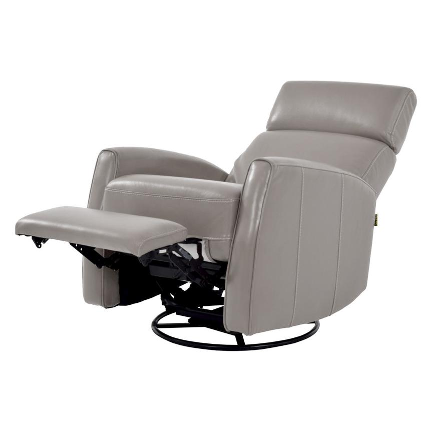 Lucca Gray Leather Power Swivel Glider Recliner  alternate image, 3 of 9 images.