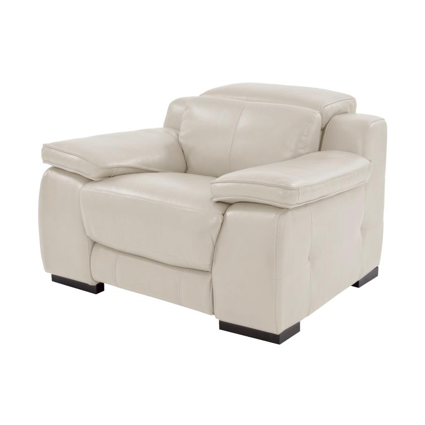 Gian Marco Light Gray Leather Power Recliner main image, 1 of 9 images.