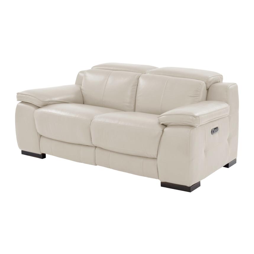 Gian Marco Light Gray Leather Power Reclining Loveseat main image, 1 of 9 images.