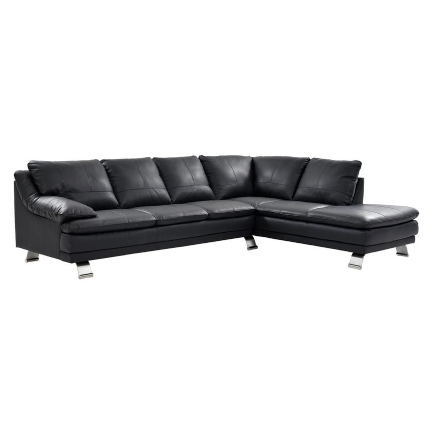 Rio Dark Gray Leather Corner Sofa w/Right Chaise  main image, 1 of 8 images.