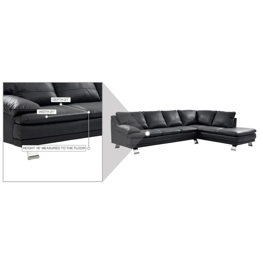 Rio Dark Gray Leather Corner Sofa w/Right Chaise  alternate image, 8 of 8 images.
