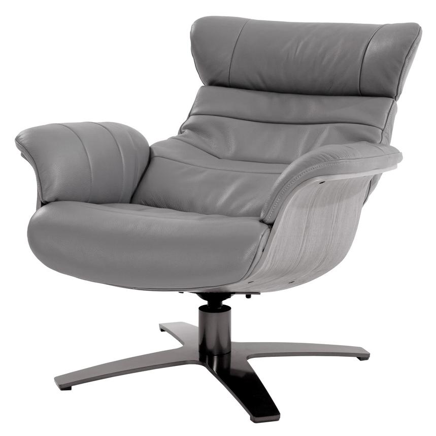 Enzo Gray Leather Swivel Chair  alternate image, 2 of 9 images.