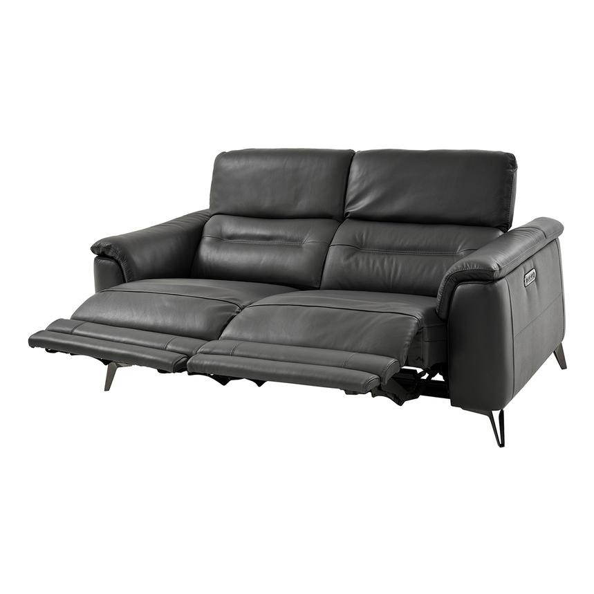 Anabel Gray Leather Power Reclining Loveseat  alternate image, 3 of 12 images.