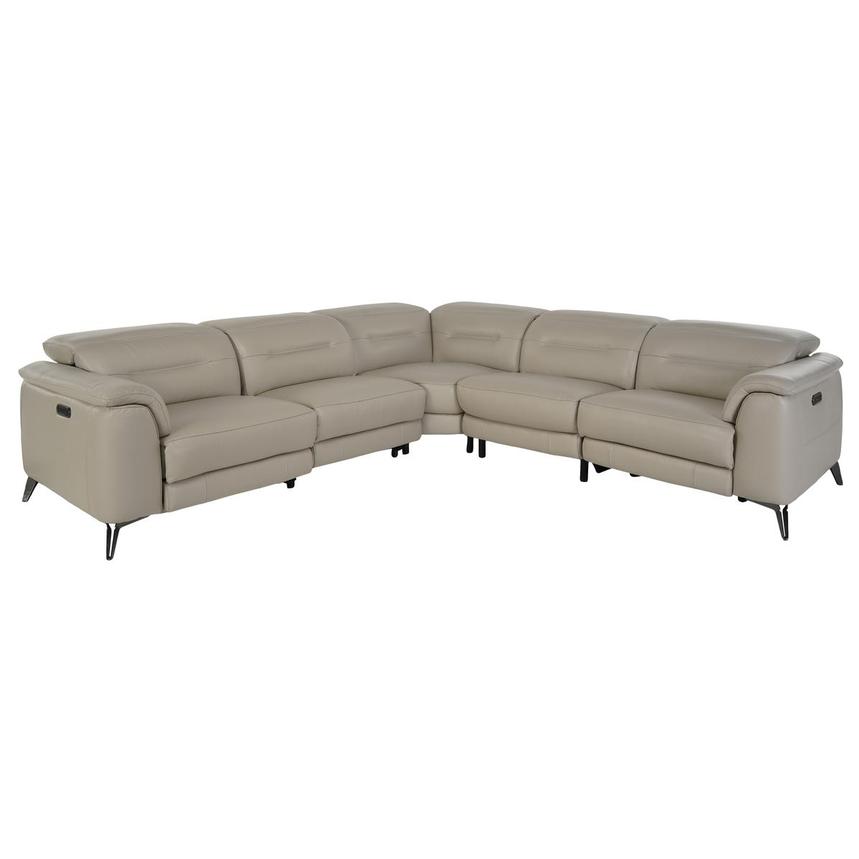 Anabel Cream Leather Power Reclining Sectional with 5PCS/3PWR  main image, 1 of 8 images.