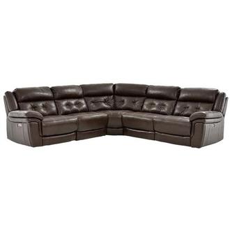 Stallion Brown Leather Power Reclining Sectional