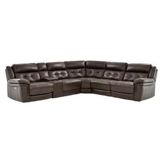 Stallion Brown Leather Power Reclining Sectional
