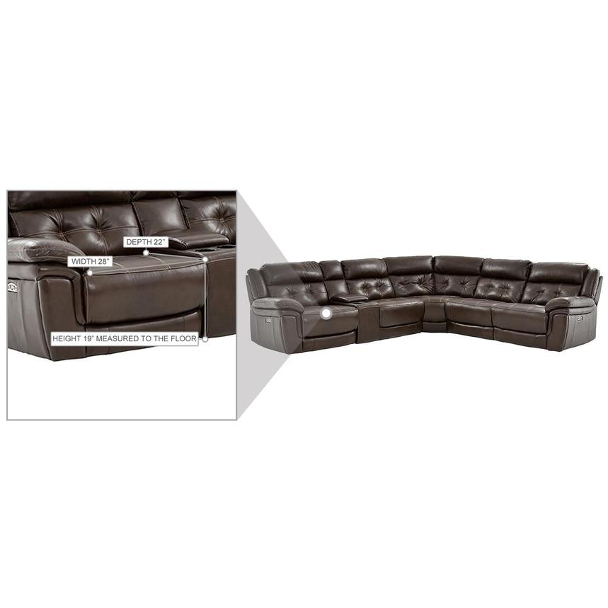 Stallion Brown Leather Power Reclining Sectional with 6PCS/3PWR  alternate image, 11 of 12 images.