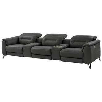 Anabel Gray Home Theater Leather Seating with 5PCS/2PWR