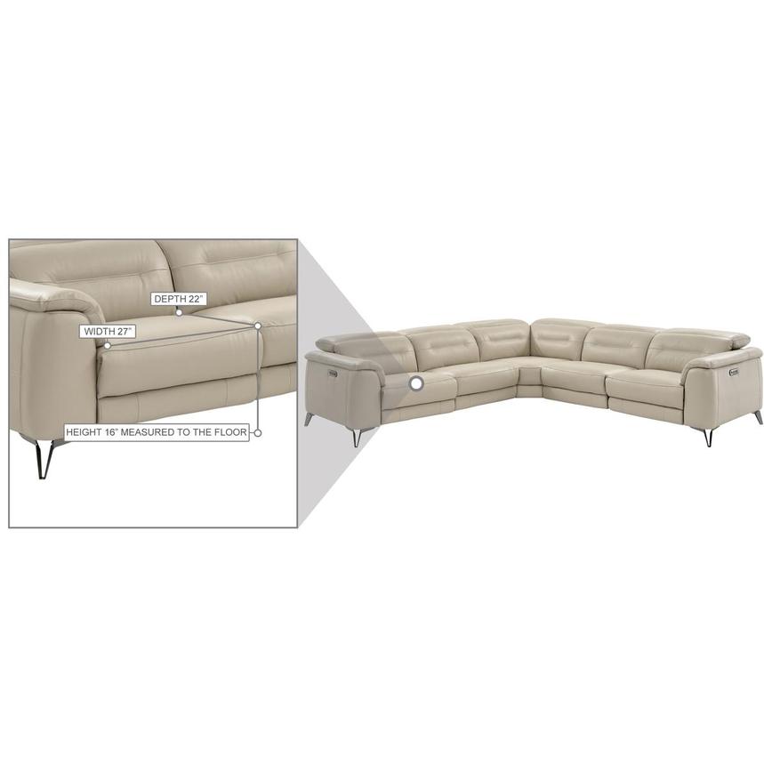 Anabel Cream Leather Power Reclining, Sectional Sofa With Cuddler And Recliner