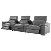 Charlie Gray Home Theater Leather Seating with 5PCS/2PWR  alternate image, 4 of 14 images.