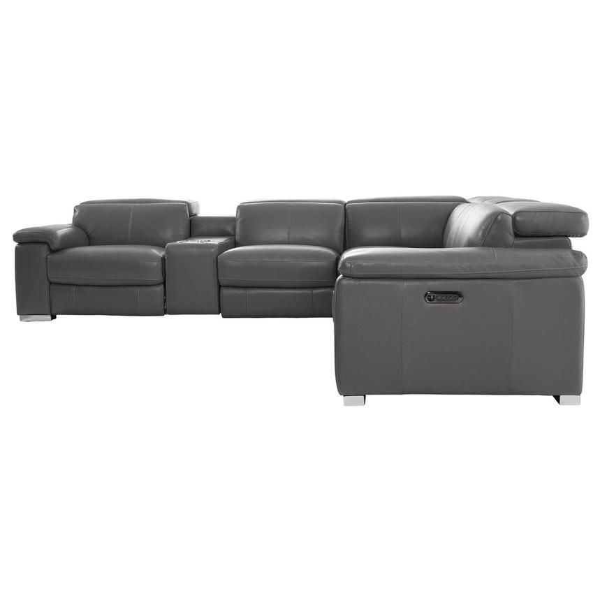 Charlie Gray Leather Power Reclining Sectional with 6PCS/3PWR  alternate image, 4 of 14 images.