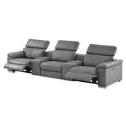 Charlie Gray Home Theater Leather Seating with 5PCS/2PWR  alternate image, 4 of 11 images.