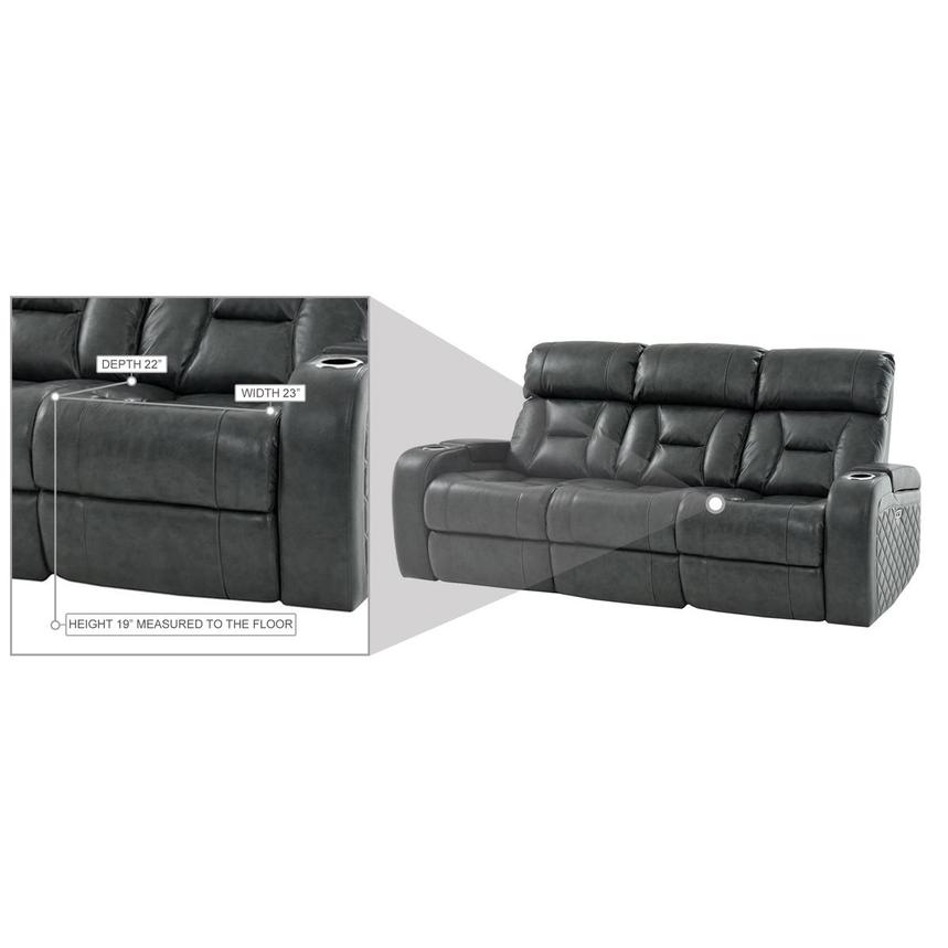 Gio Gray Leather Power Reclining Sofa  alternate image, 15 of 16 images.