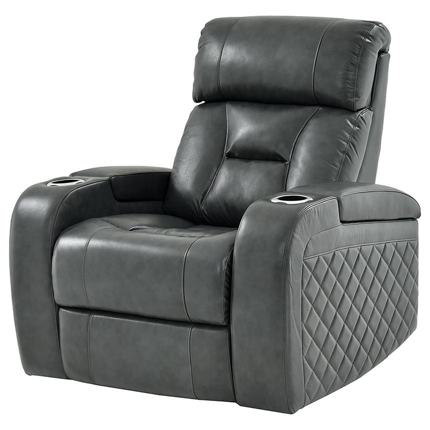 Gio Gray Leather Power Recliner main image, 1 of 14 images.