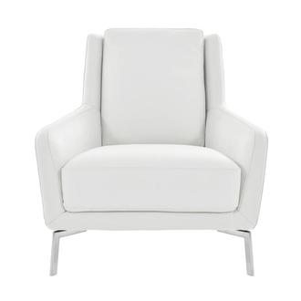 Puella White Leather Accent Chair