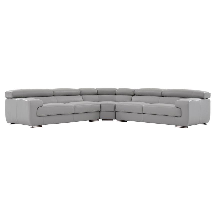 Grace Light Gray Leather Sectional Sofa  main image, 1 of 9 images.
