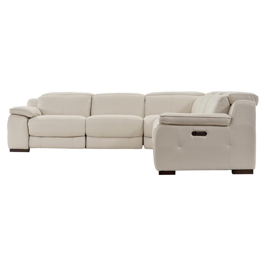 Gian Marco Light Gray Leather Power Reclining Sectional with 5PCS/2PWR  alternate image, 3 of 7 images.