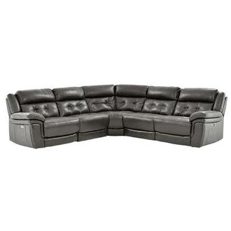 Stallion Gray Leather Power Reclining Sectional