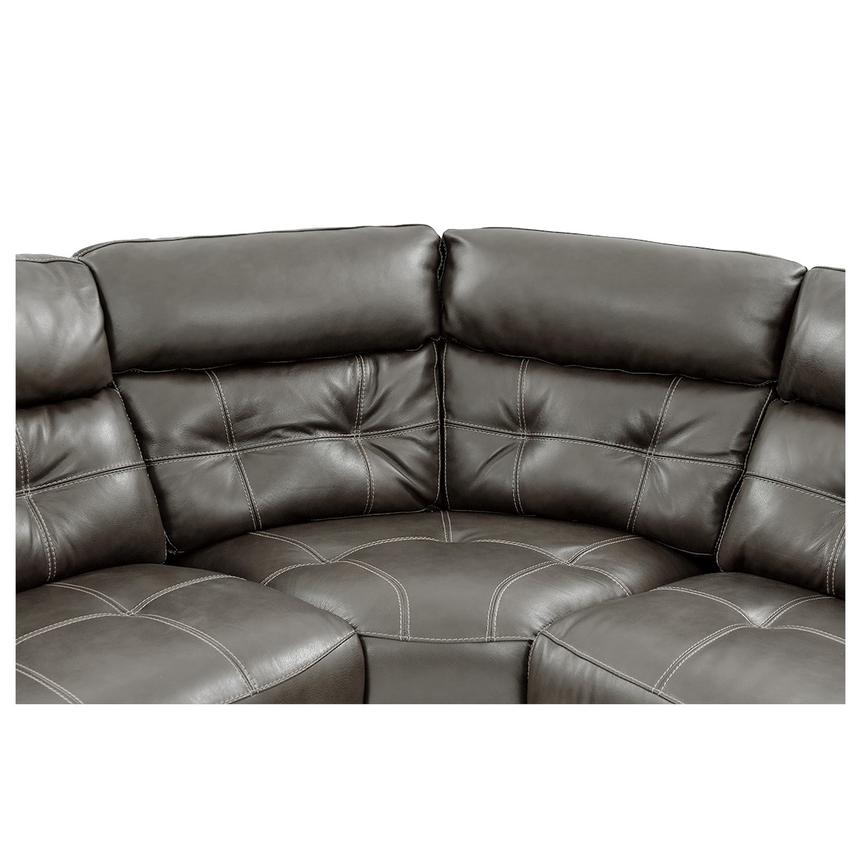 Stallion Gray Leather Power Reclining Sectional with 5PCS/3PWR  alternate image, 5 of 10 images.