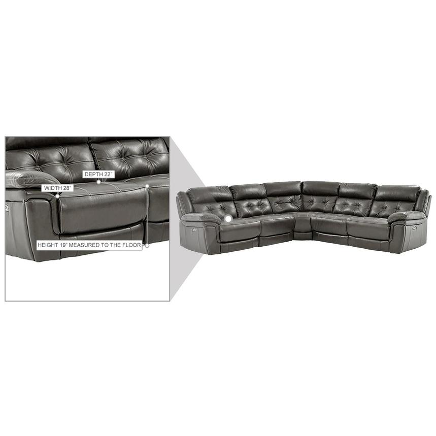 Stallion Gray Leather Power Reclining Sectional with 5PCS/3PWR  alternate image, 10 of 10 images.