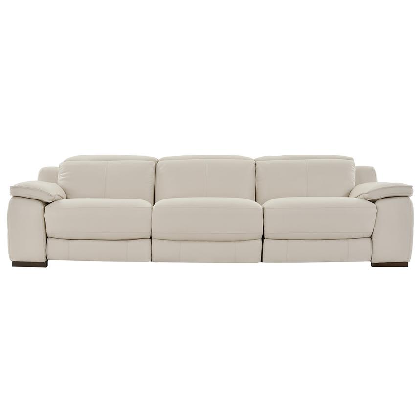 Gian Marco Light Gray Oversized Leather Sofa main image, 1 of 8 images.