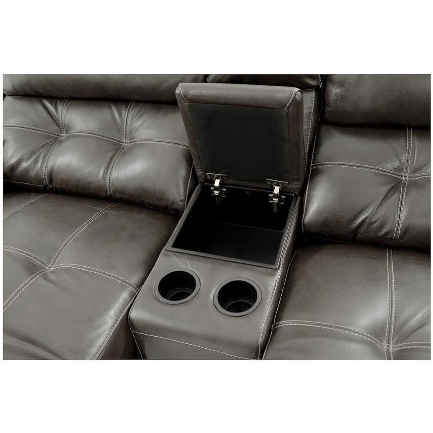 Stallion Gray Leather Power Reclining Sofa w/Console  alternate image, 5 of 10 images.