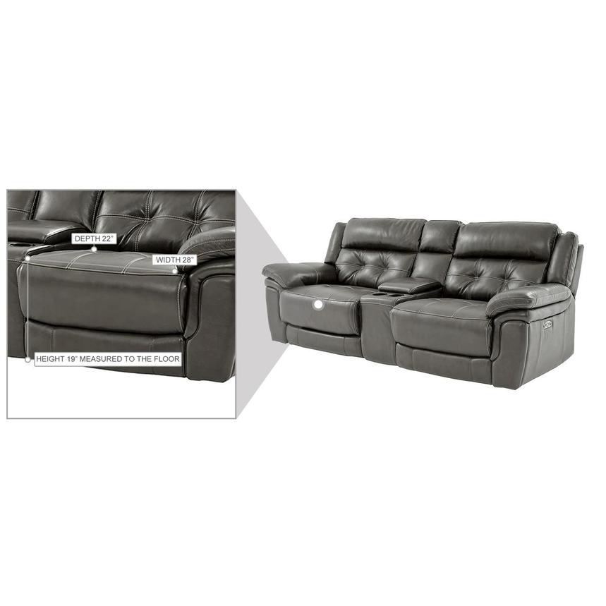 Stallion Gray Leather Power Reclining Sofa w/Console  alternate image, 10 of 10 images.