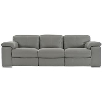 Charlie Gray Leather Power Reclining Sofa
