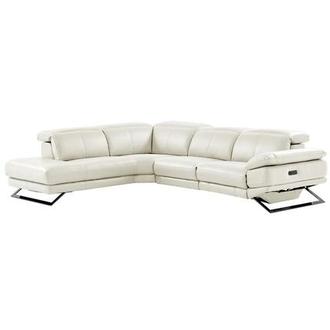 Toronto White Leather Power Reclining Sofa w/Left Chaise