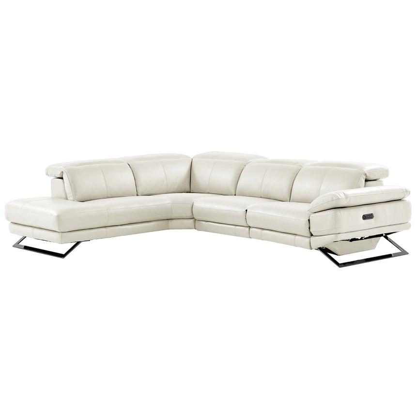 Toronto White Leather Power Reclining Sofa w/Left Chaise main image, 1 of 11 images.