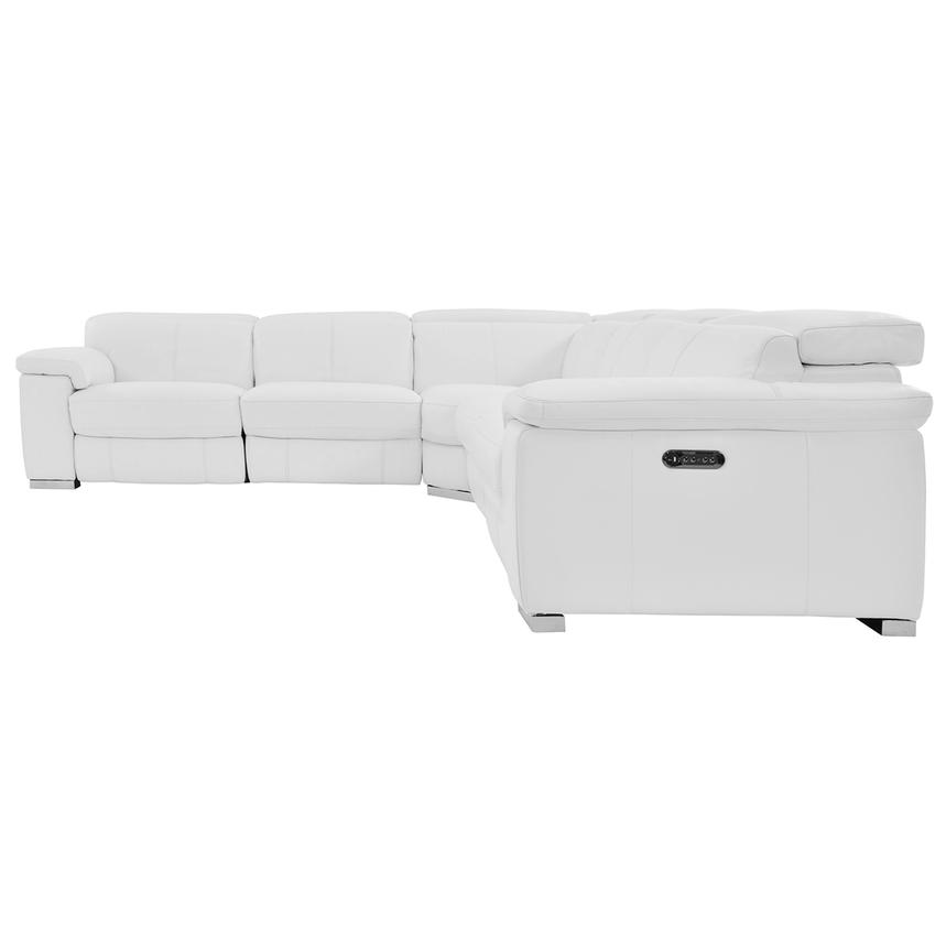 Charlie White Leather Power Reclining Sectional with 5PCS/3PWR  alternate image, 5 of 12 images.