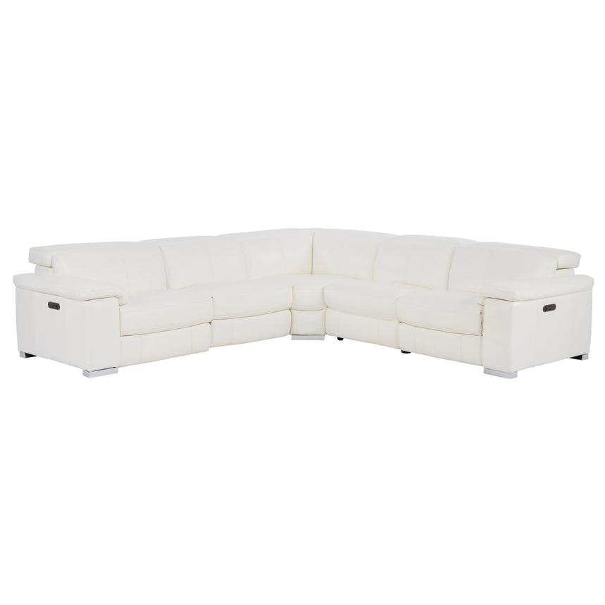 Charlie White Leather Power Reclining Sectional with 5PCS/3PWR  main image, 1 of 10 images.
