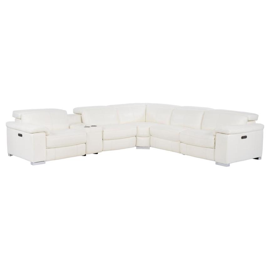 Charlie White Leather Power Reclining Sectional with 6PCS/3PWR  main image, 1 of 12 images.