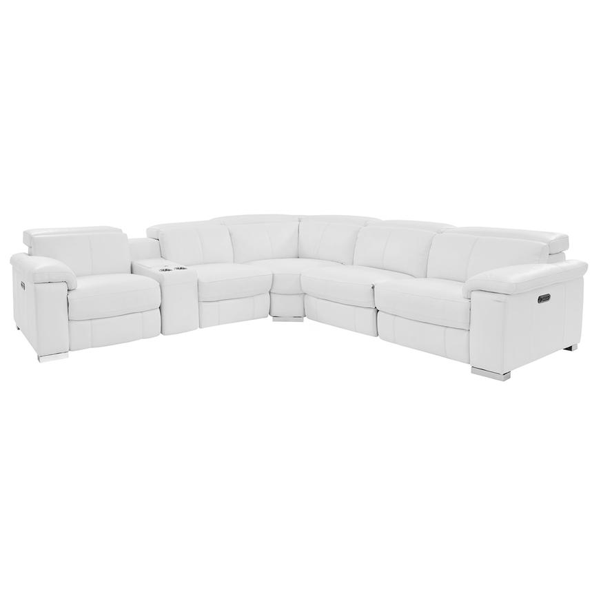 Charlie White Leather Power Reclining Sectional with 6PCS/3PWR  main image, 1 of 13 images.