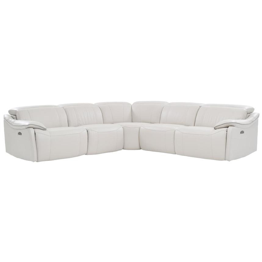 Austin Light Gray Leather Power Reclining Sectional with 5PCS/3PWR  main image, 1 of 8 images.